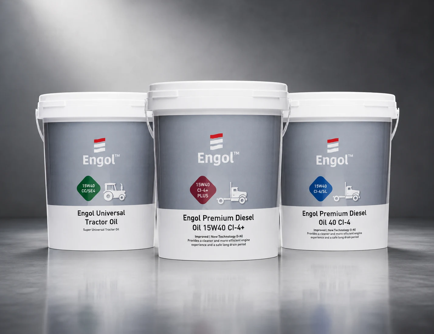 Engol Universal Tractor Oil and Premium Diesel Oil product buckets